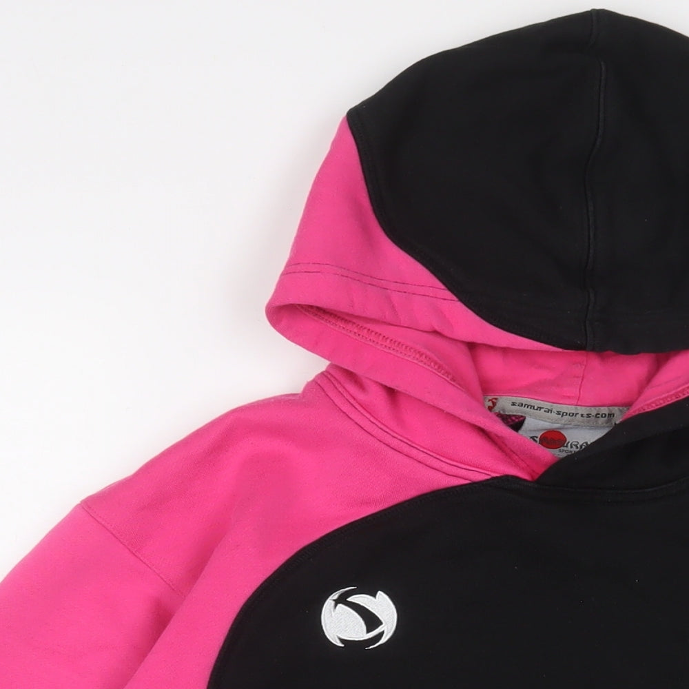 Samurai Womens Pink Cotton Pullover Hoodie Size M Pullover - Embroidered