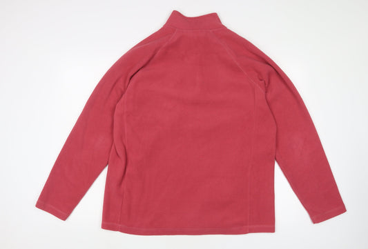 Cotton Traders Womens Pink Polyester Pullover Sweatshirt Size L Zip - Logo, Embroidered