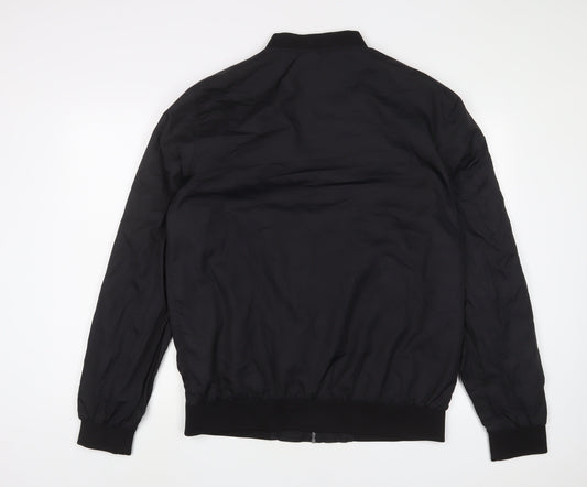 Boohoo Mens Black Bomber Jacket Jacket Size L Zip - Tall