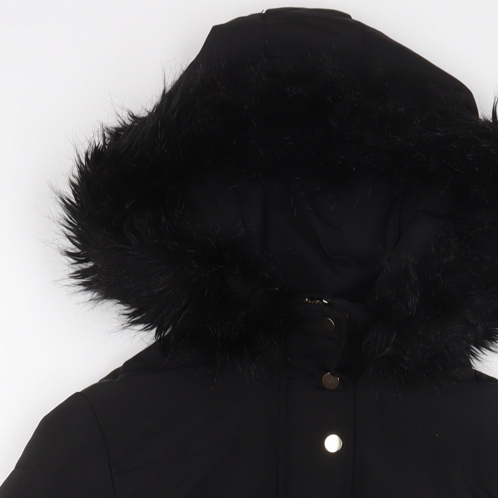 H&M Womens Black Quilted Coat Size 6 Zip - Zip Pockets