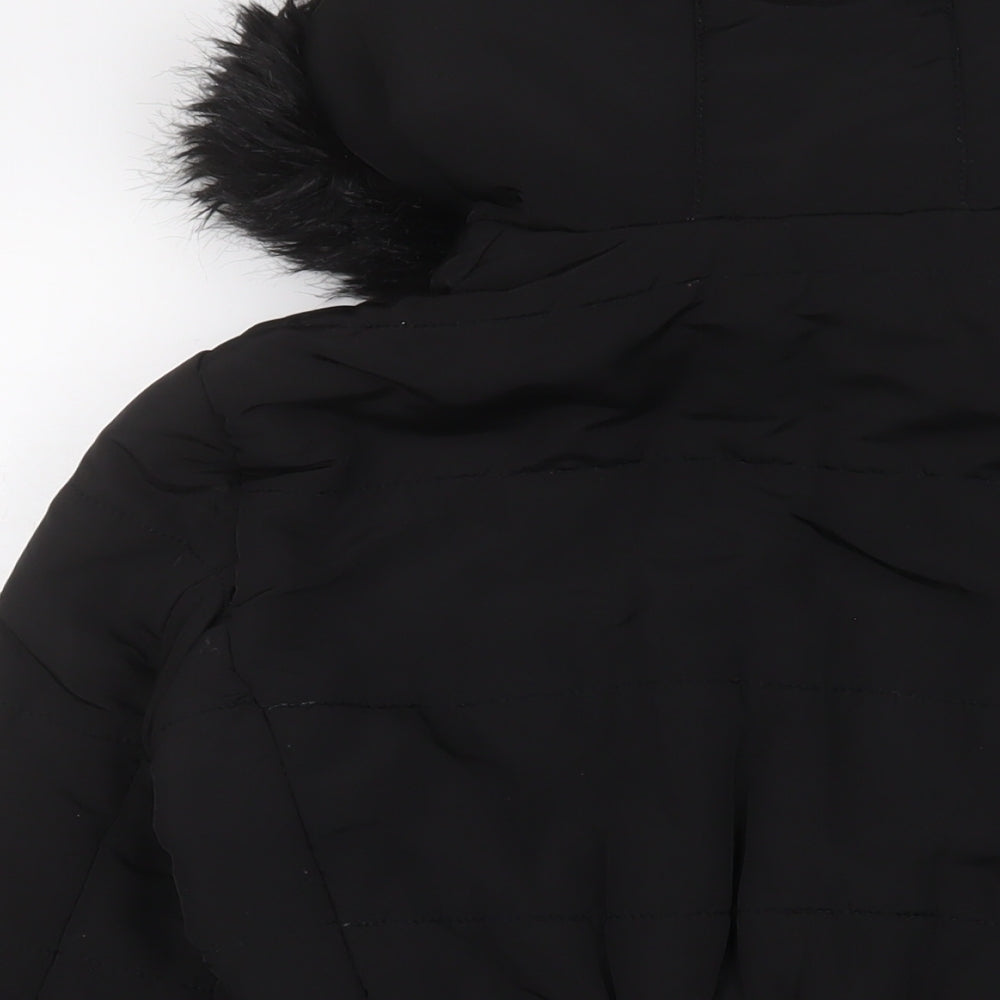 H&M Womens Black Quilted Coat Size 6 Zip - Zip Pockets