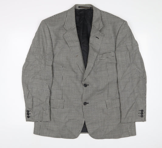 Marks and Spencer Mens Black Houndstooth Wool Jacket Suit Jacket Size 42 Regular