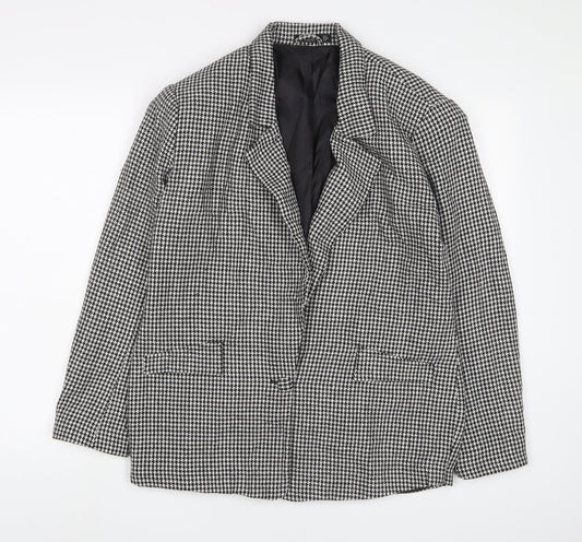 Nasty Gal Womens Black Herringbone Jacket Blazer Size 8 Button