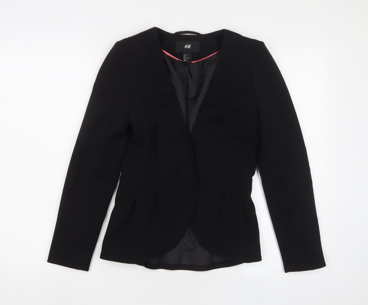 H&M Womens Black Jacket Blazer Size 6 Button - Pleated