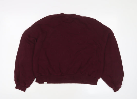 Pull&Bear Womens Red Cotton Pullover Sweatshirt Size S Pullover - Embroidered