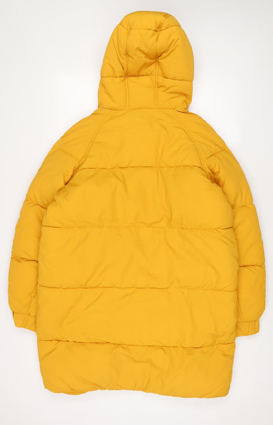 H&M Womens Yellow Quilted Coat Size S Zip