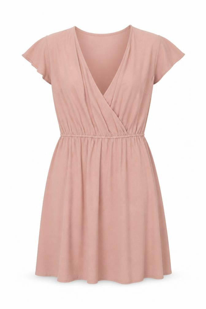 New Look Womens Pink Polyester A-Line Size 10 V-Neck - Elasticated Waist