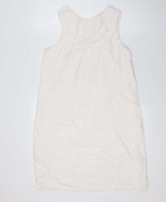 Marks and Spencer Womens Ivory Linen A-Line Size 12 Round Neck