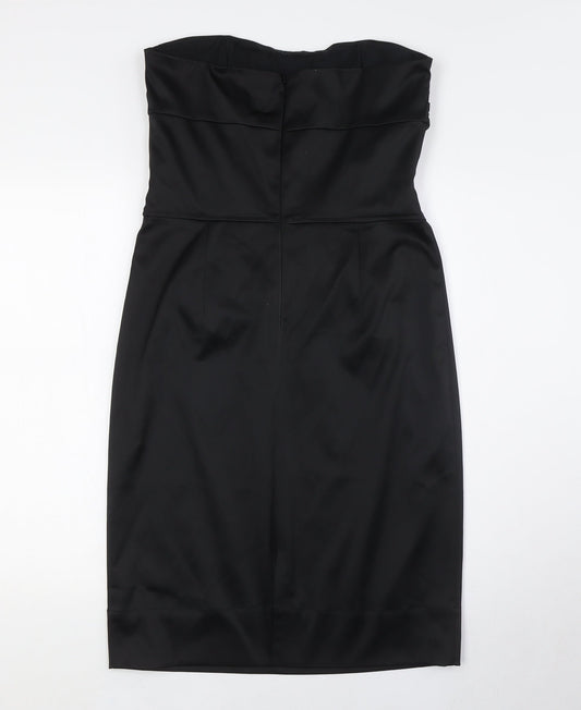 Topshop Womens Black Polyester A-Line Size 12 Off the Shoulder Zip