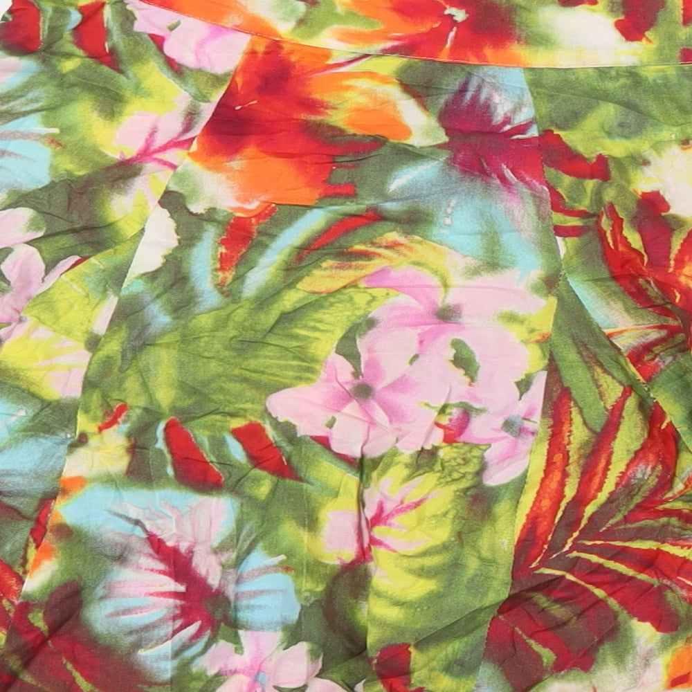 Zara Womens Multicoloured Floral Cotton A-Line Skirt Size S Zip