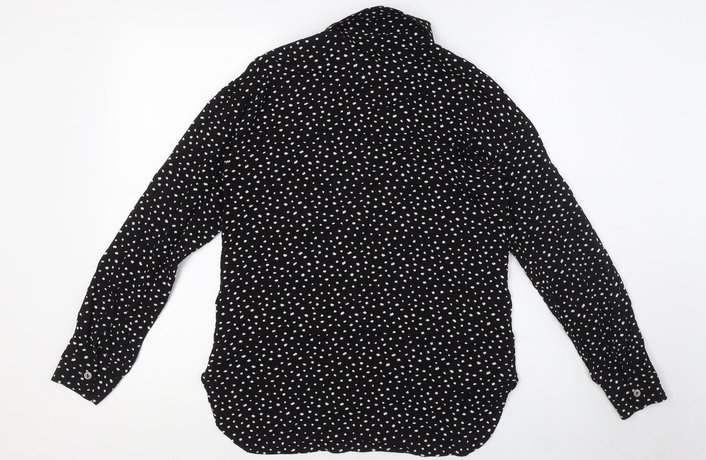 Marks and Spencer Womens Black Viscose Basic Button-Up Size 8 Collared - Pockets