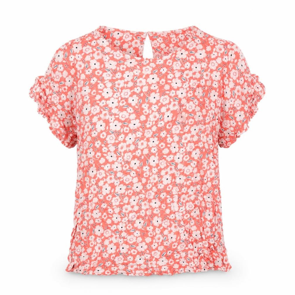 Marks & Spencer Womens Pink Floral Viscose Basic Button-Up Size 8 Boat Neck