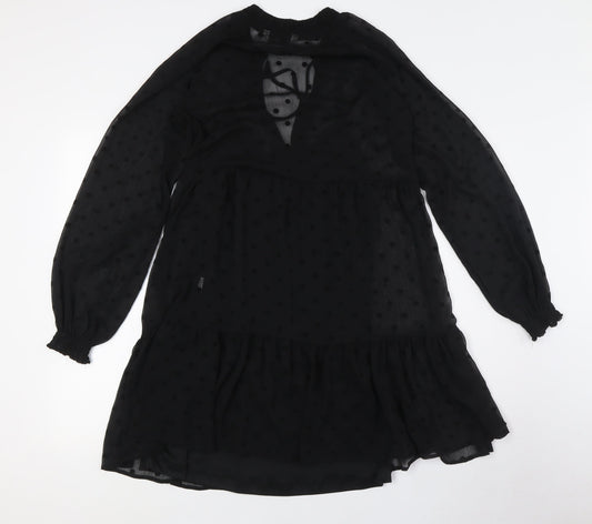 Stradivarius Womens Black Polyester A-Line Size S Mock Neck Tie - Two Layers