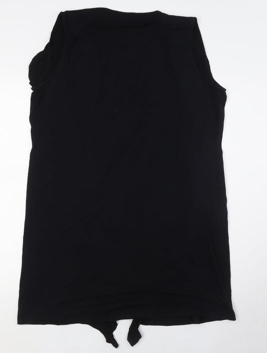 Per Una Womens Black Jacket Waistcoat Size 18 - Ruffle Collar