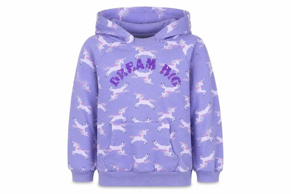 Next Girls Purple Cotton Pullover Hoodie Size 10 Years - Unicorn, Sequins