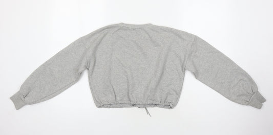 PRETTYLITTLETHING Womens Grey Polyester Pullover Sweatshirt Size 4 - Cropped