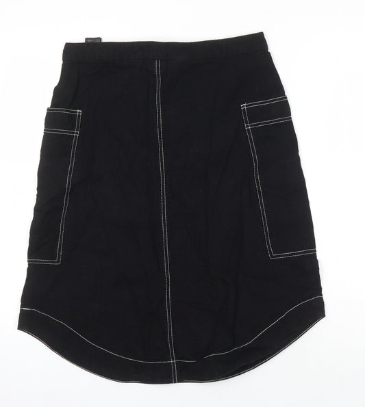 Monkl Womens Black Cotton A-Line Skirt Size 38 in