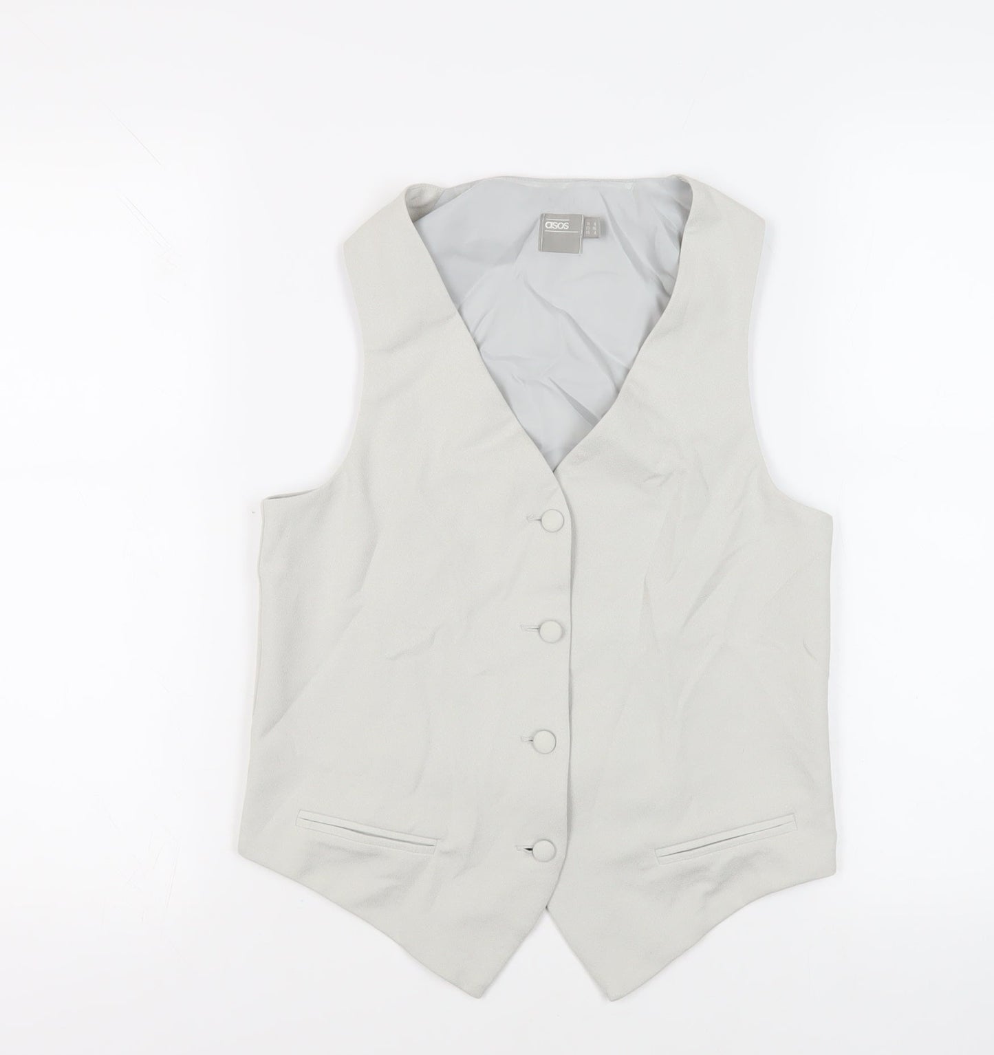 ASOS Womens Grey Jacket Waistcoat Size 8 Button