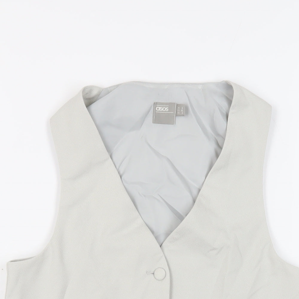 ASOS Womens Grey Jacket Waistcoat Size 8 Button