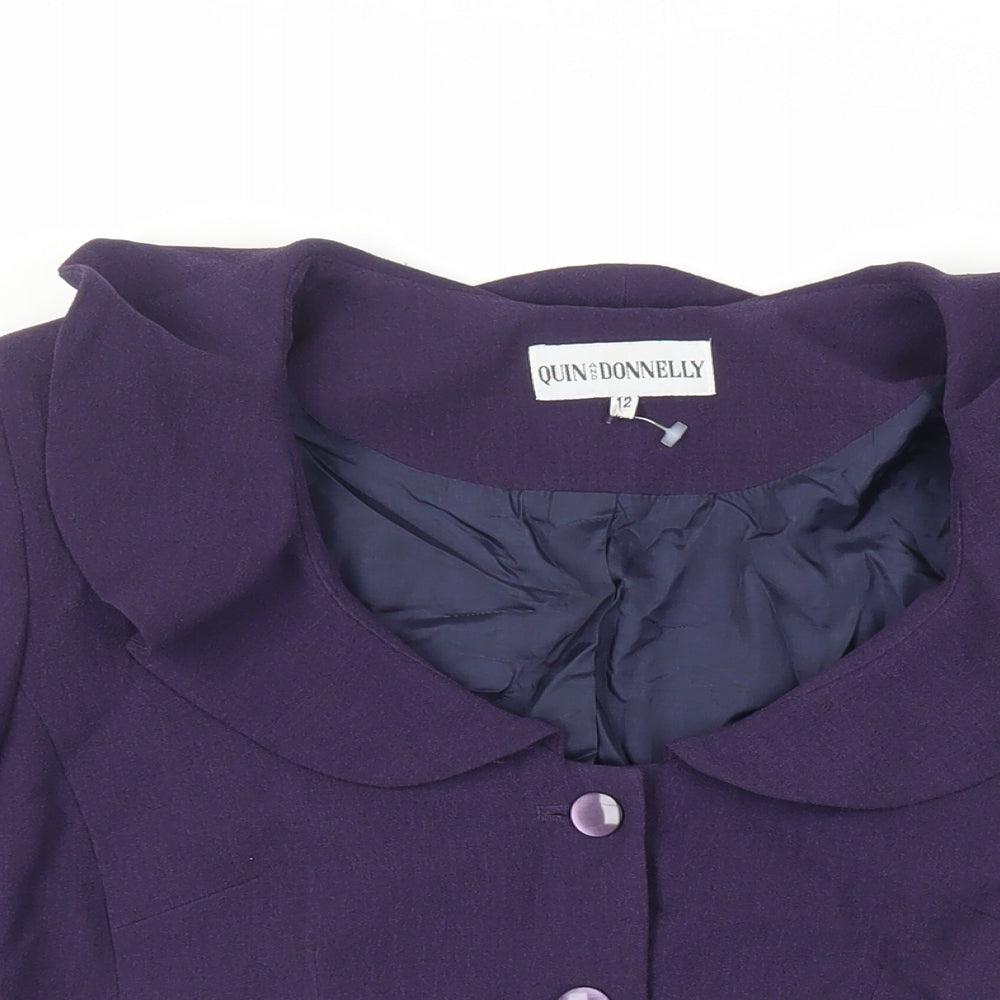 Quin and Donnelly Womens Purple Jacket Blazer Size 12 Button