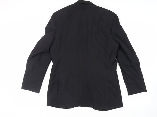 The Label Mens Black Wool Tuxedo Suit Jacket Size 40 Regular