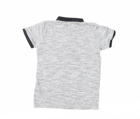 NEXT Boys Grey Cotton Pullover Polo Size 9 Years Collared Zip