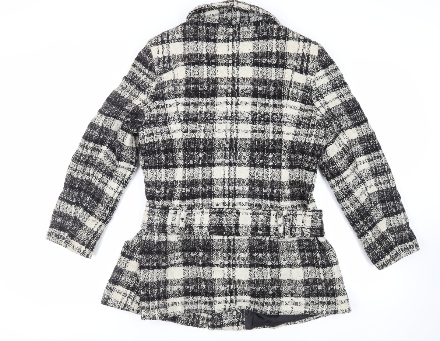 Debenhams Womens Grey Plaid Jacket Size 18 Button - Belted