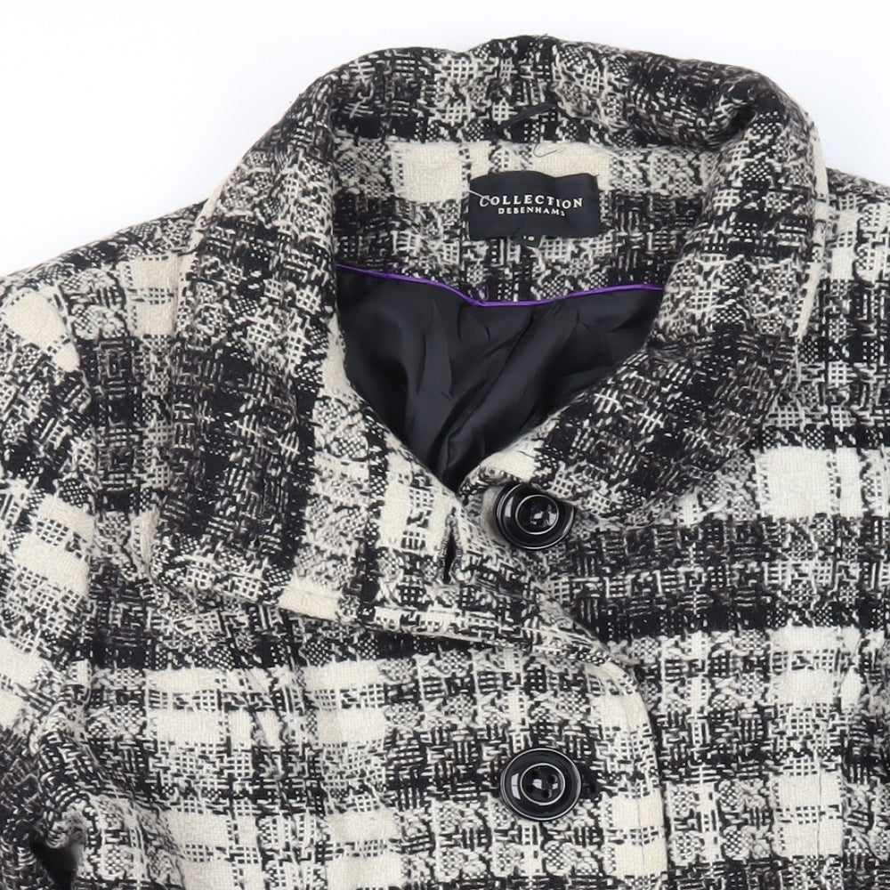 Debenhams Womens Grey Plaid Jacket Size 18 Button - Belted