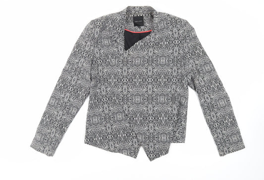 New Look Womens Blue Geometric Jacket Blazer Size 12 - Open