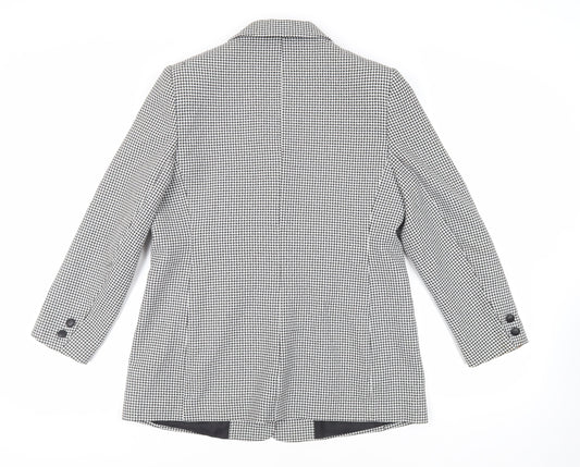 Canda Womens Black Check Jacket Blazer Size 16 Button - Vintage