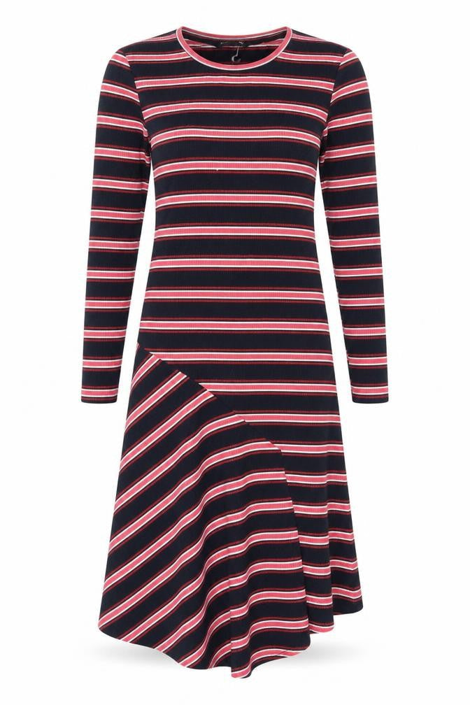 Stradivarius Womens Black Striped Cotton T-Shirt Dress Size L Crew Neck Pullover - Ribbed