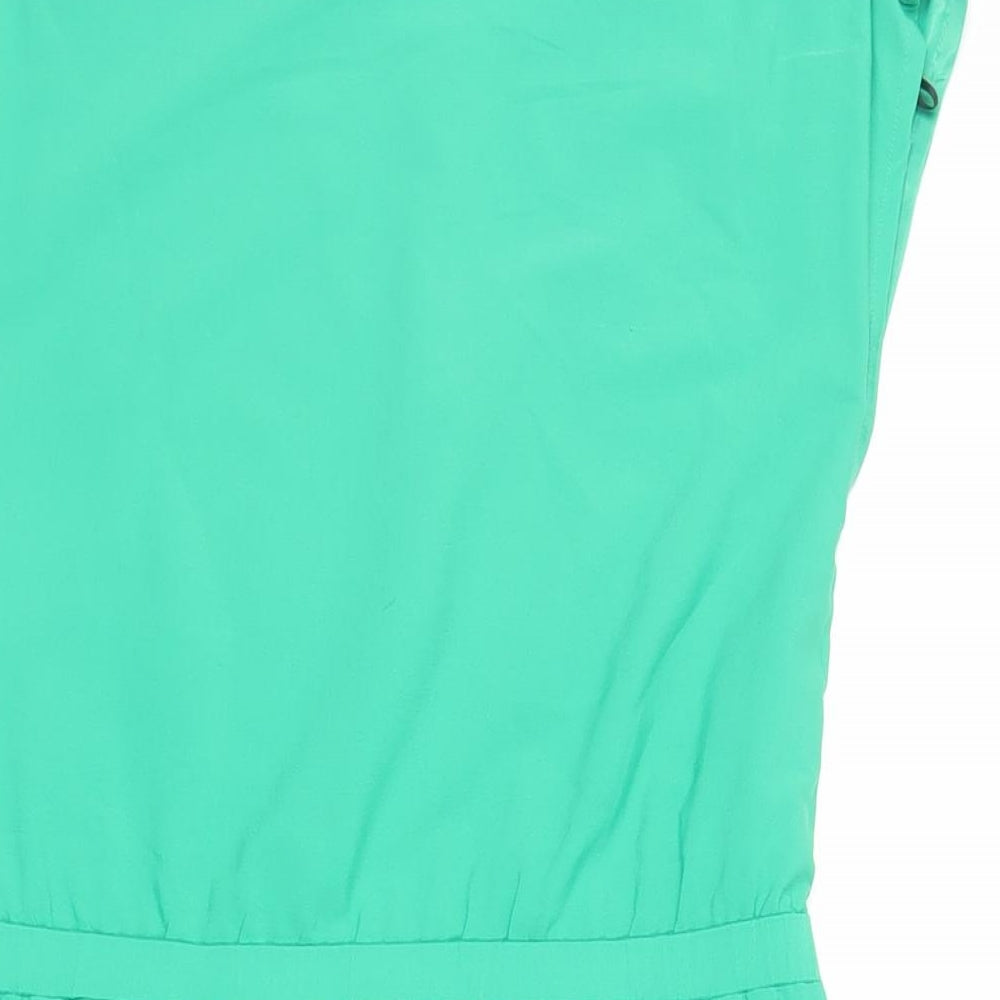 H&M Womens Green Polyester Shift Size 6 Boat Neck Button