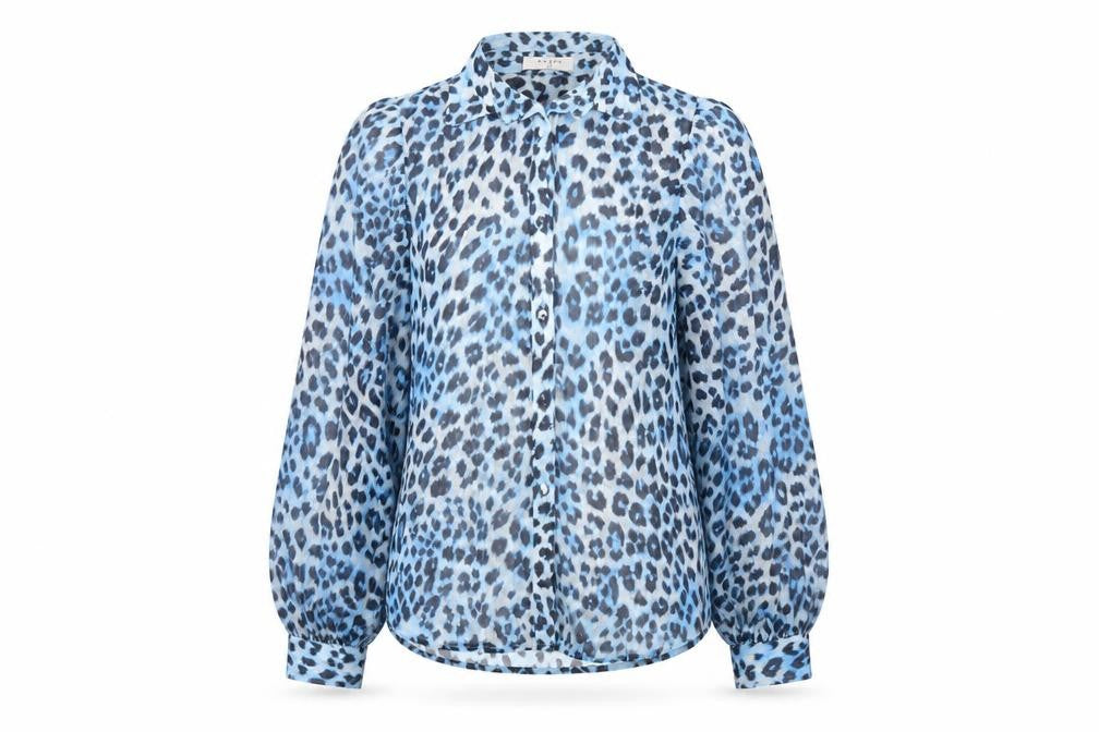 Womens UK Size S Axara Blue Polyester Button-Up