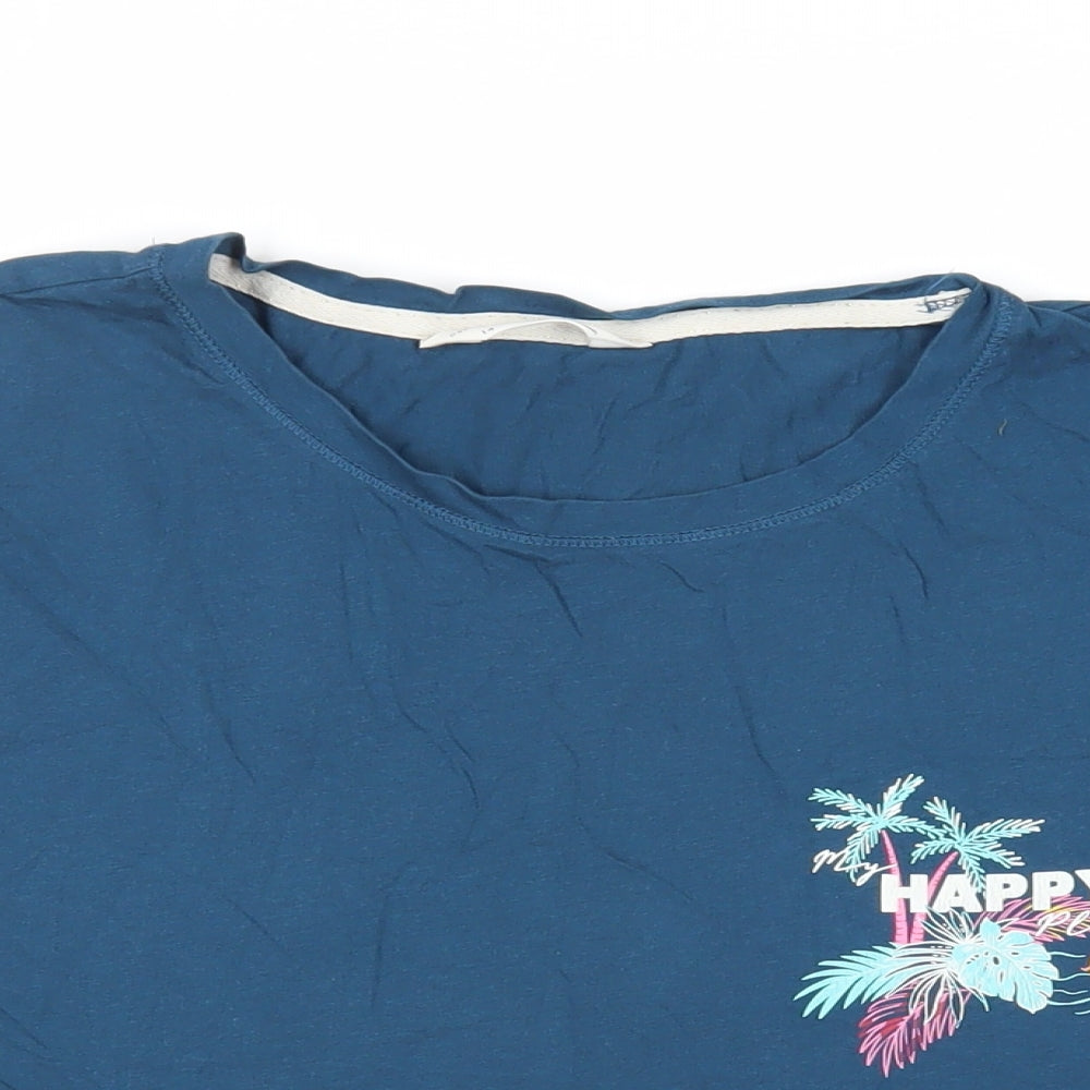 Marks and Spencer Womens Green Cotton Basic T-Shirt Size 14 Crew Neck