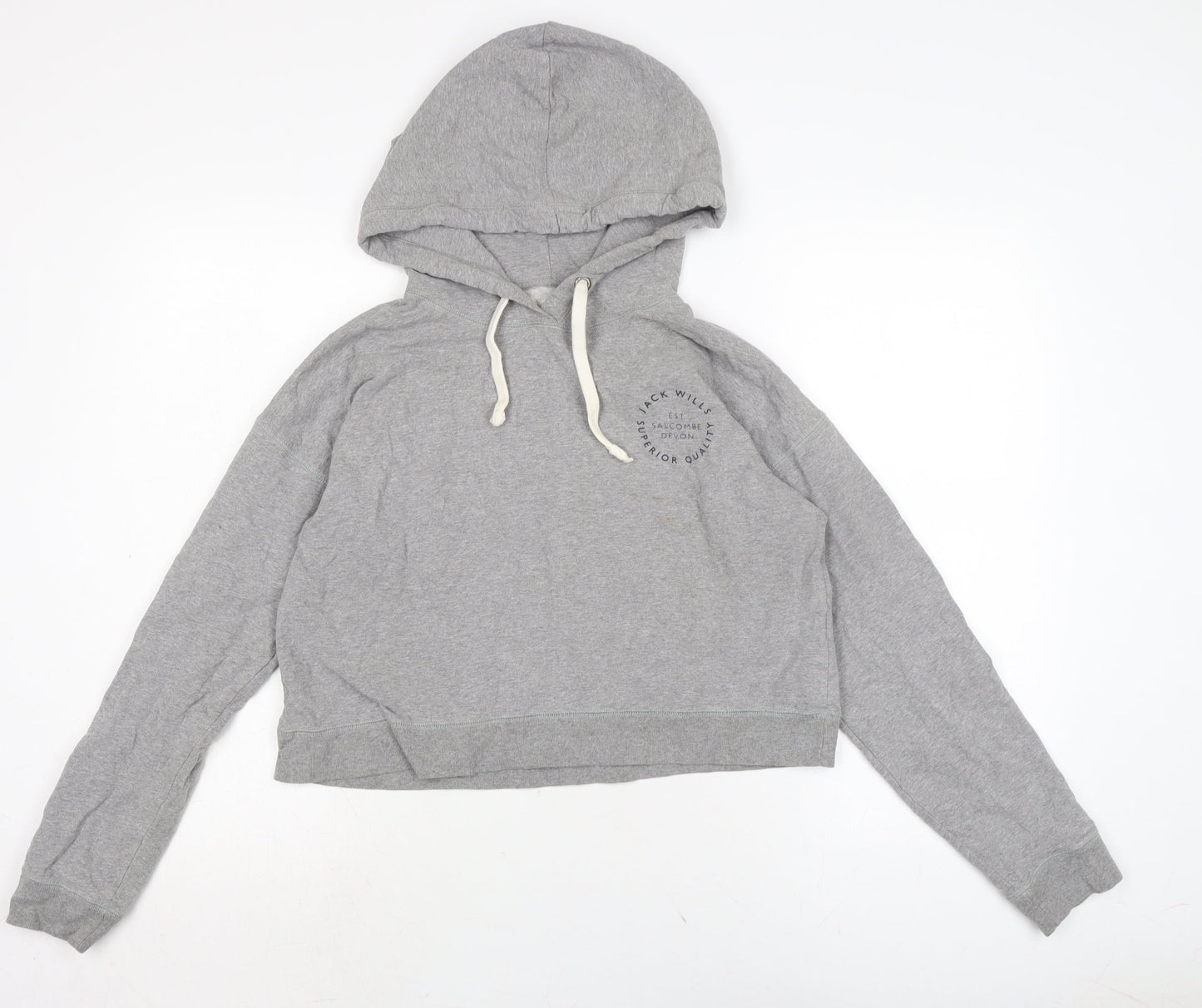 Jack Wills Womens Grey Cotton Pullover Hoodie Size 12