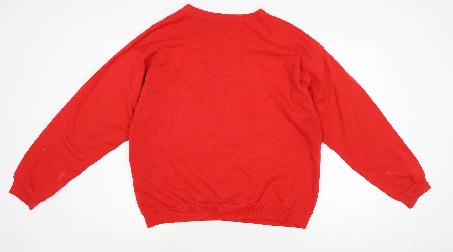 Haynes Mens Red Cotton Pullover Sweatshirt Size XL