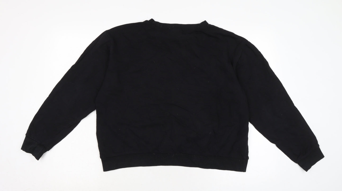 ASOS Womens Black Cotton Pullover Sweatshirt Size 14