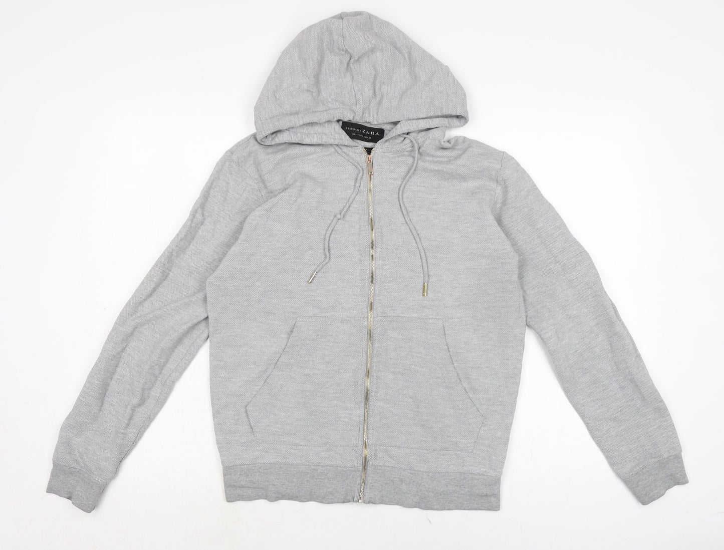 Zara Womens Grey Cotton Full Zip Hoodie Size S