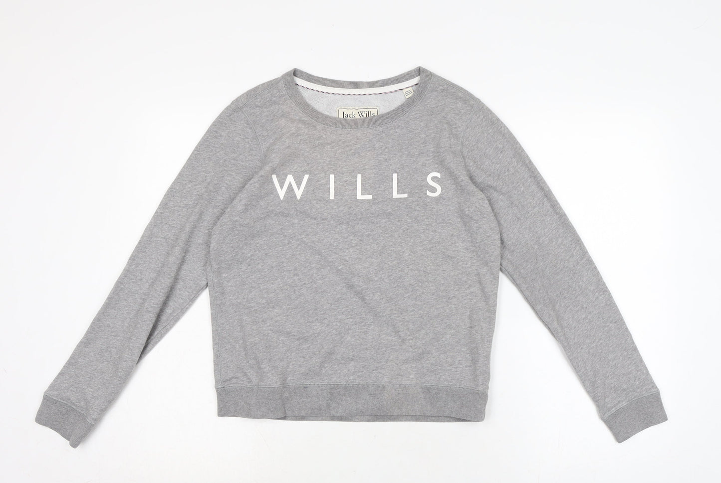 Jack Wills Womens Grey Cotton Pullover Sweatshirt Size 8