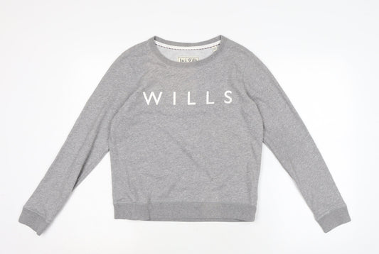 Jack Wills Womens Grey Cotton Pullover Sweatshirt Size 8