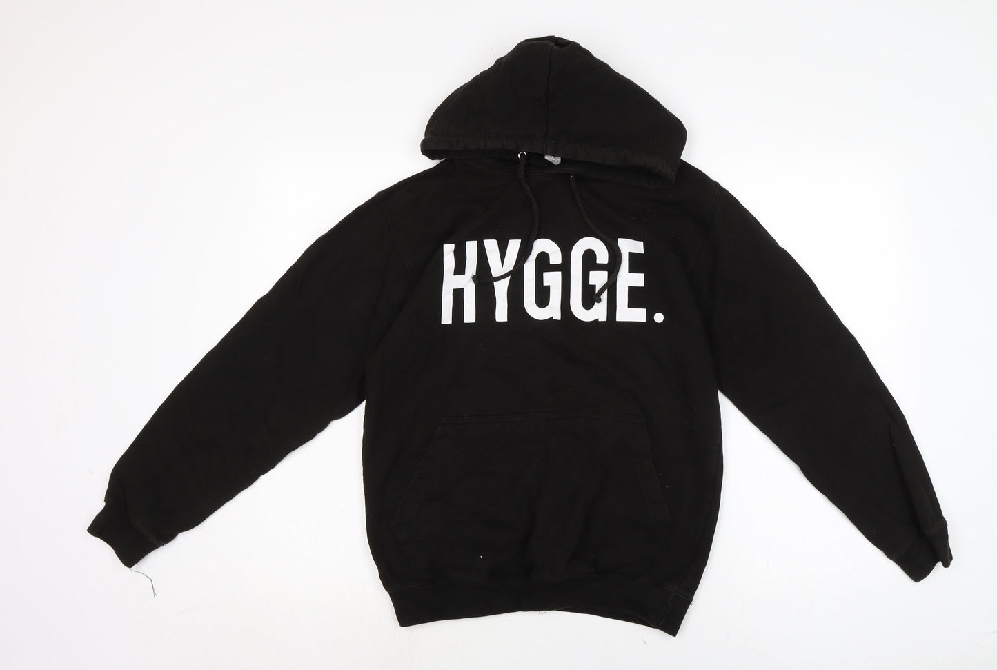 Just Hoods Mens Black Cotton Pullover Hoodie Size M