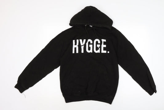 Just Hoods Mens Black Cotton Pullover Hoodie Size M