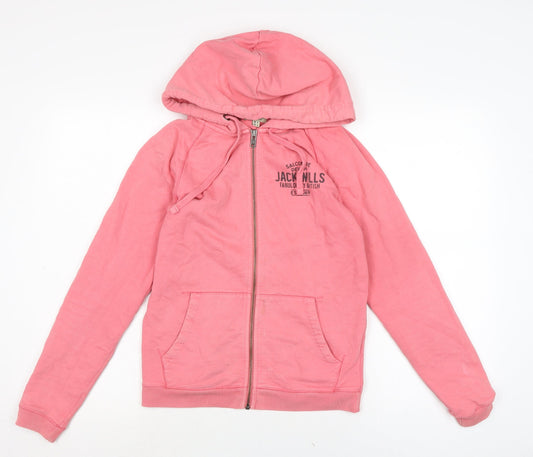 Jack Wills Womens Pink Cotton Full Zip Hoodie Size 6