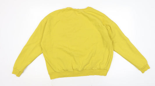 Disney Womens Yellow Cotton Pullover Sweatshirt Size L