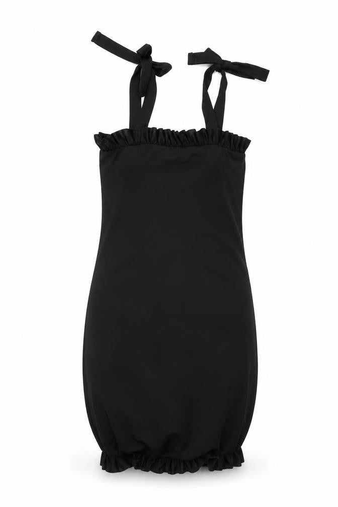 PRETTYLITTLETHING Womens Black Polyester Bodycon Size 8 Square Neck Tie