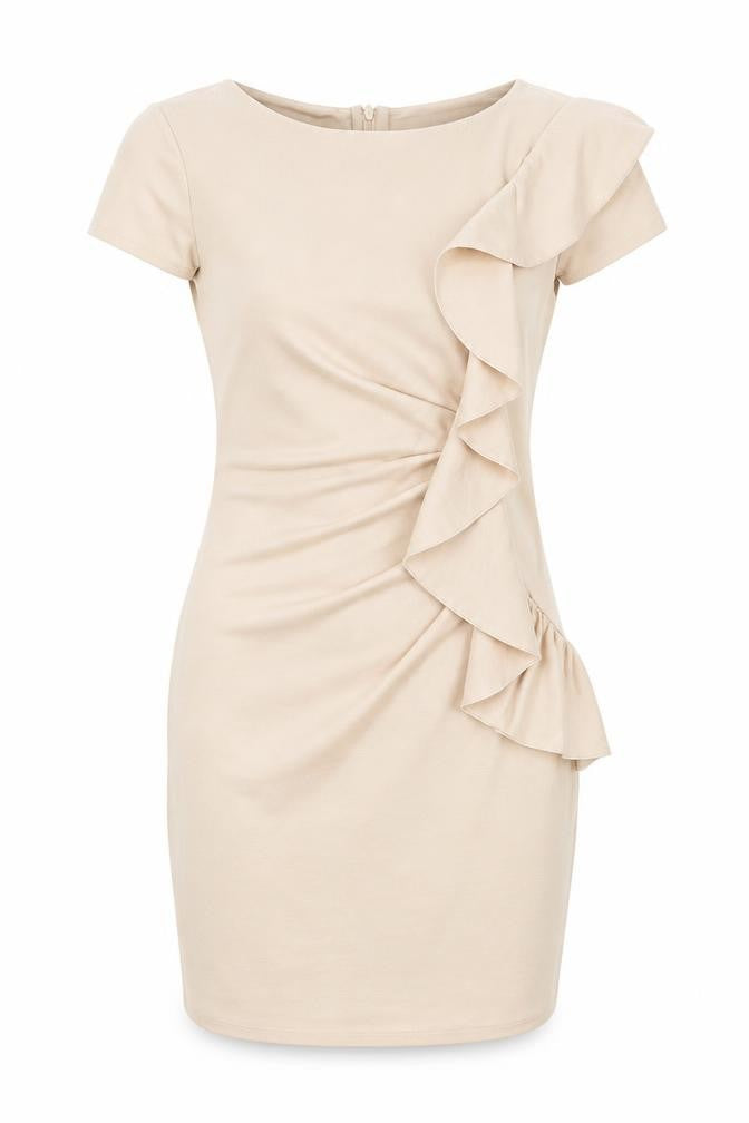 Goddess Womens Beige Viscose Bodycon Size 12 Round Neck Zip
