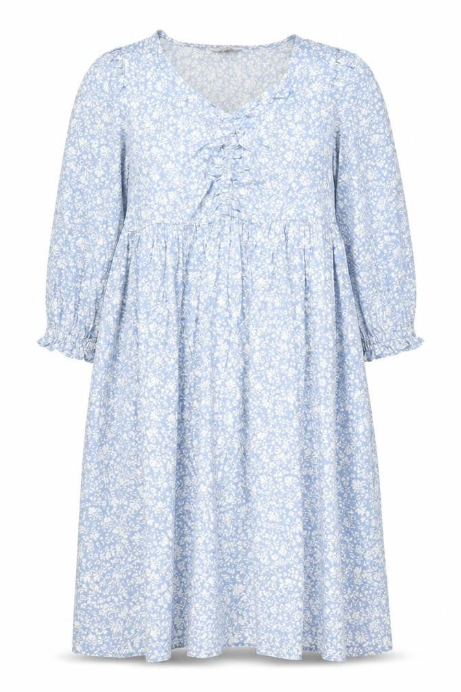 Marks and Spencer Womens Blue Floral Viscose A-Line Size 22 V-Neck Pullover