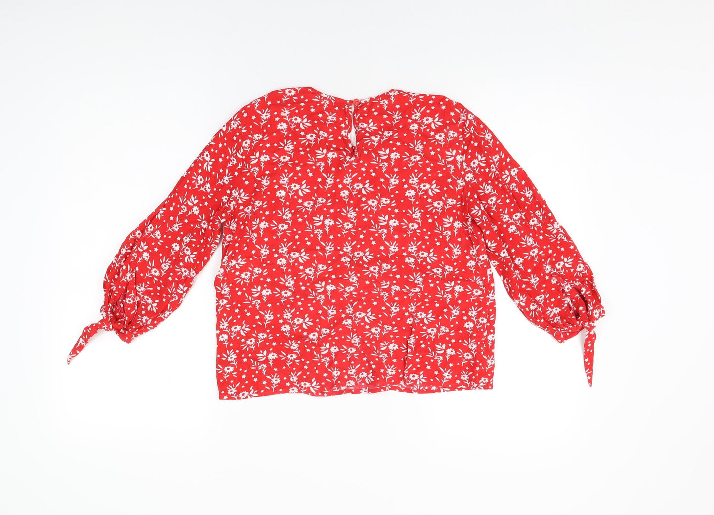 Sugarhill Womens Red Floral Viscose Basic T-Shirt Size 8 Round Neck