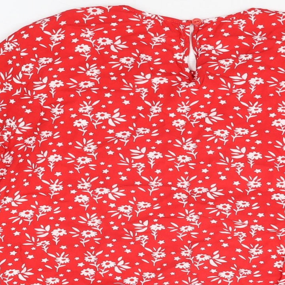 Sugarhill Womens Red Floral Viscose Basic T-Shirt Size 8 Round Neck