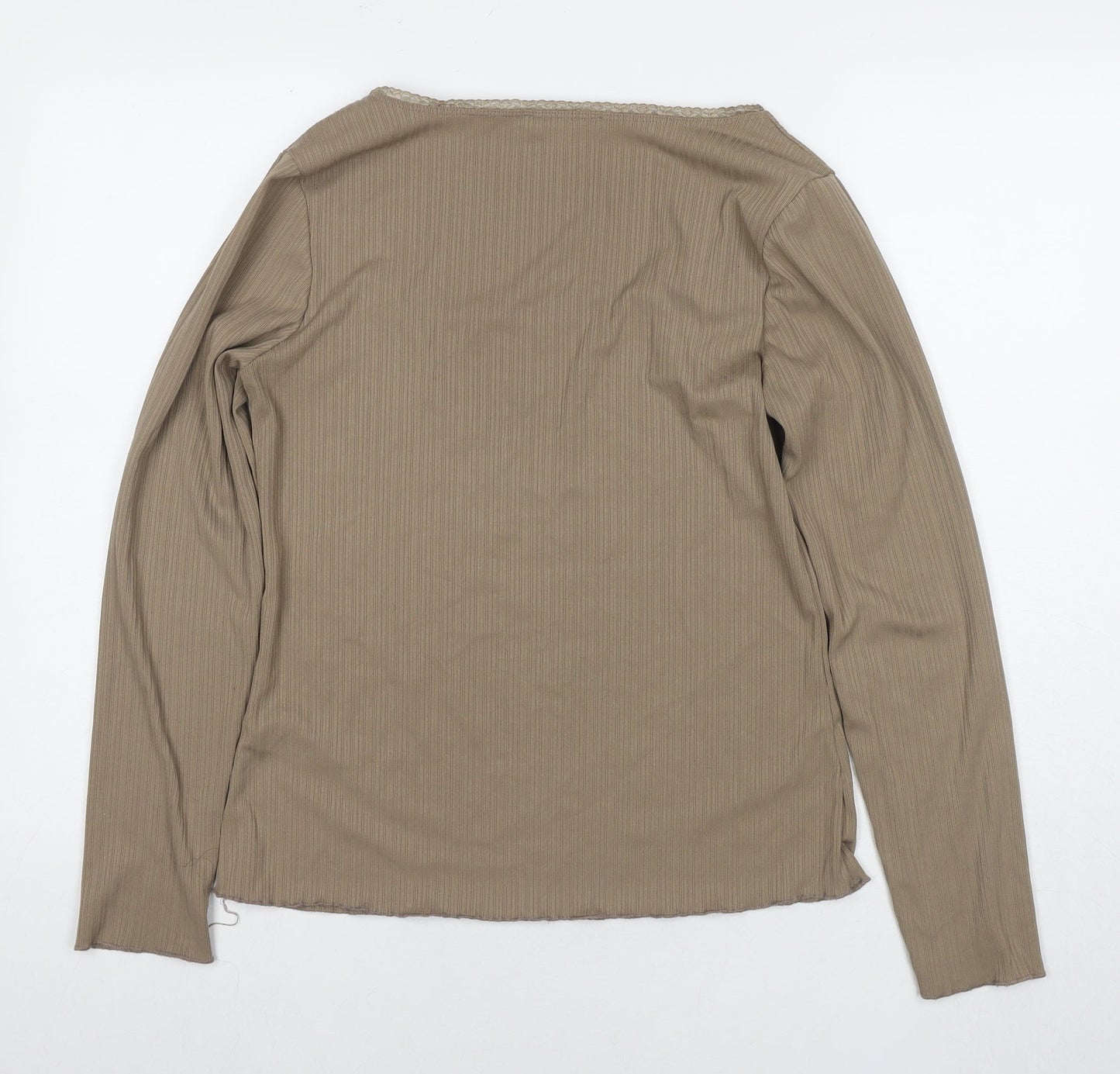 NEXT Womens Brown Polyester Basic T-Shirt Size 14 Square Neck